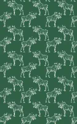 Fabric roller blind for window green moose print