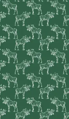 Fabric roller blind for window green moose print