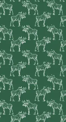 Fabric roller blind for window green moose print
