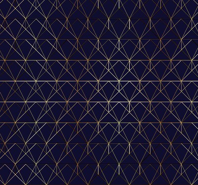 Blackout roller blind with yellow geometric triangle pattern
