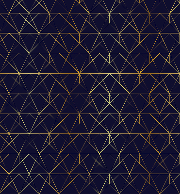 Blackout roller blind with yellow geometric triangle pattern