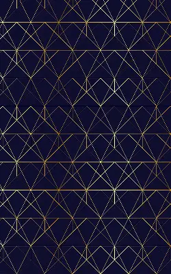Blackout roller blind with yellow geometric triangle pattern