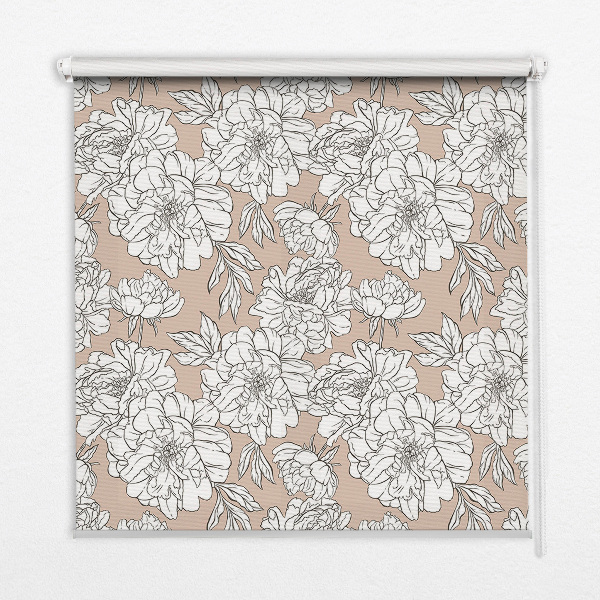 Blackout roller blind Drawn flowers