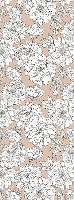 Blackout roller blind with drawn flowers pattern