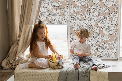 Blackout roller blind Drawn flowers