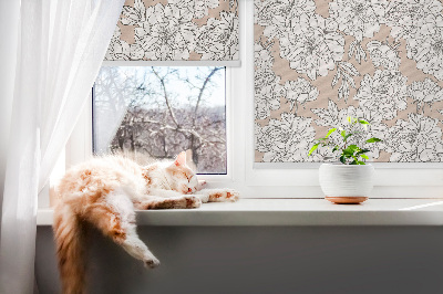 Blackout roller blind Drawn flowers