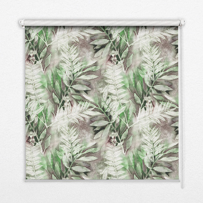 Fabric roller blind for window shiny leaves pattern