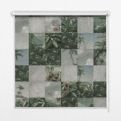 Fabric roller blind for window Tiled palm trees