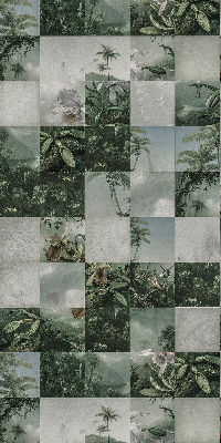 Fabric roller blind for window Tiled palm trees