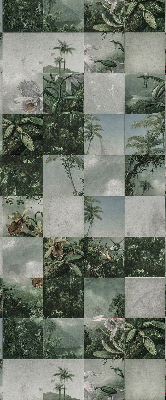 Fabric roller blind for window Tiled palm trees