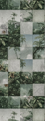 Fabric roller blind for window Tiled palm trees