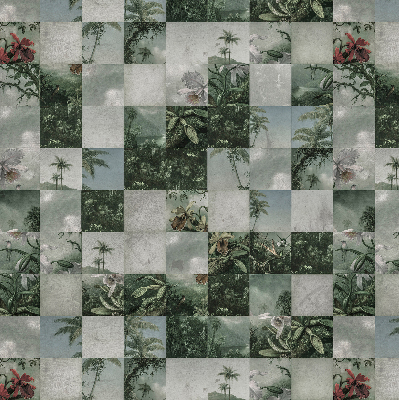 Fabric roller blind for window Tiled palm trees