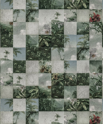 Fabric roller blind for window Tiled palm trees