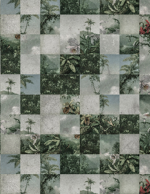 Fabric roller blind for window Tiled palm trees