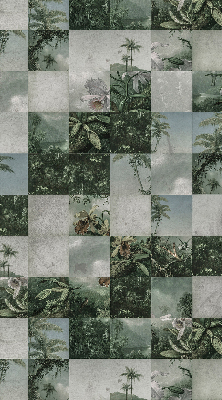 Fabric roller blind for window Tiled palm trees