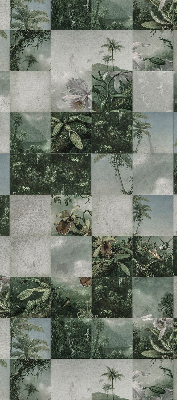 Fabric roller blind for window Tiled palm trees