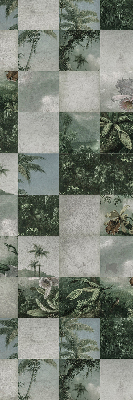 Fabric roller blind for window Tiled palm trees