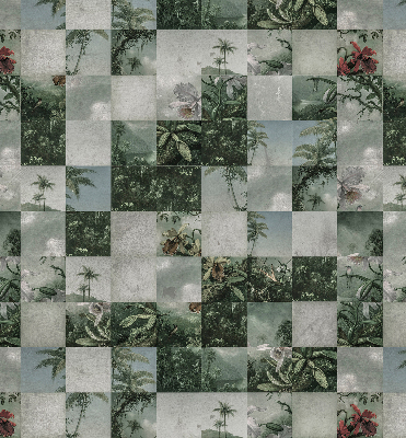 Fabric roller blind for window Tiled palm trees