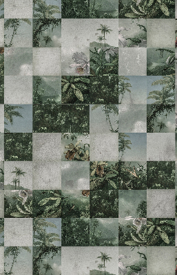 Fabric roller blind for window Tiled palm trees