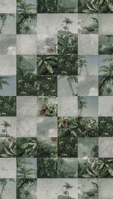 Fabric roller blind for window Tiled palm trees