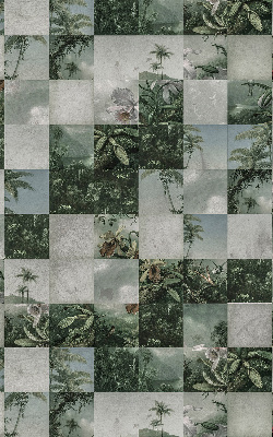 Fabric roller blind for window Tiled palm trees