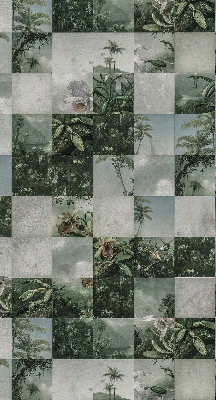 Fabric roller blind for window Tiled palm trees
