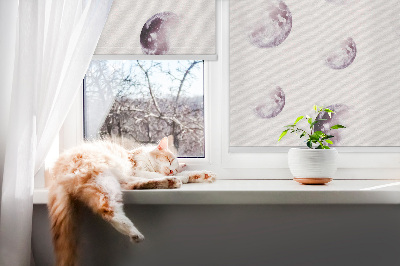 Blackout roller blind for window Gray planets