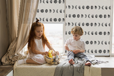 Fabric roller blind for window Moon phases