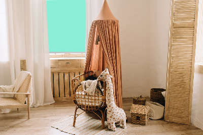 Blackout roller blind for window in turquoise