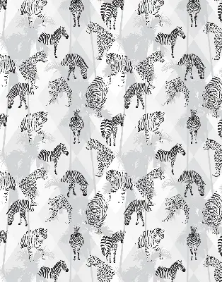 Blackout roller blind gray animals print