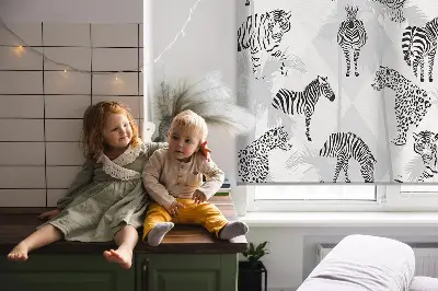 Blackout roller blind gray animals print