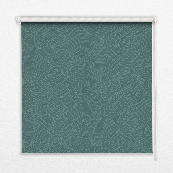 Blackout roller blind for window Green palm leaves