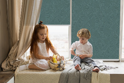 Blackout roller blind for window Green palm leaves