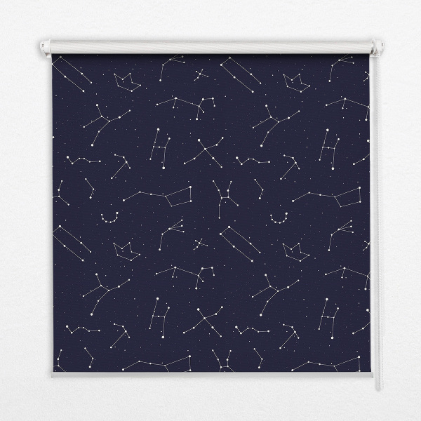 Fabric roller blind for window constellation of stars design