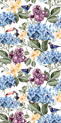 Blackout roller blind for window Toucans and flowers