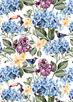 Blackout roller blind for window Toucans and flowers
