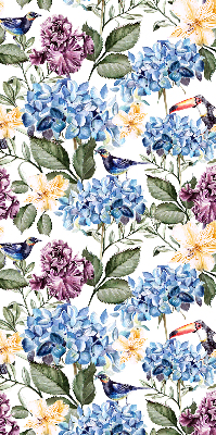 Blackout roller blind for window Toucans and flowers