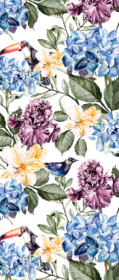 Blackout roller blind for window Toucans and flowers