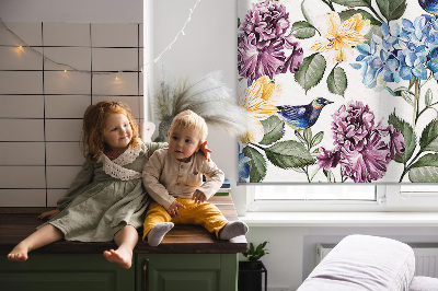 Blackout roller blind for window Toucans and flowers