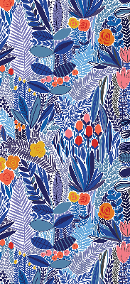 Fabric roller blind for window Colorful plants