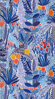 Fabric roller blind for window Colorful plants