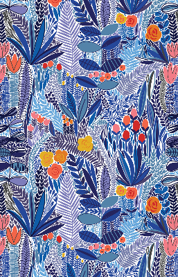 Fabric roller blind for window colorful plants pattern