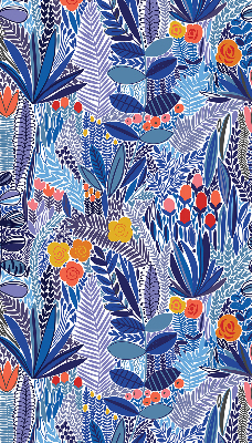 Fabric roller blind for window Colorful plants