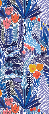 Fabric roller blind for window colorful plants pattern