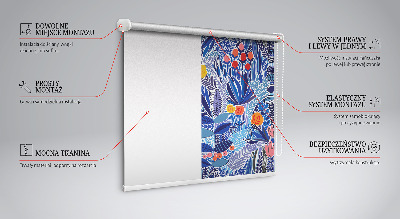 Fabric roller blind for window colorful plants pattern
