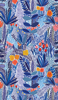 Fabric roller blind for window Colorful plants