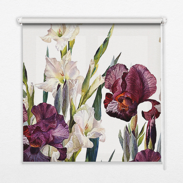 Fabric roller blind for window Little flowers