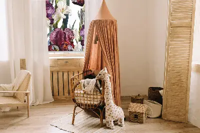 Fabric roller blind for window little flowers pattern