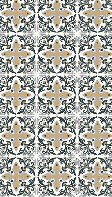 Blackout roller blind with a Moroccan tile pattern