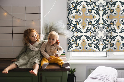 Blackout roller blind with a Moroccan tile pattern